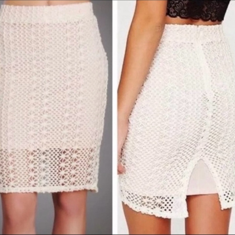 NWT Free People Pencil Skirt with Crochet Overlay